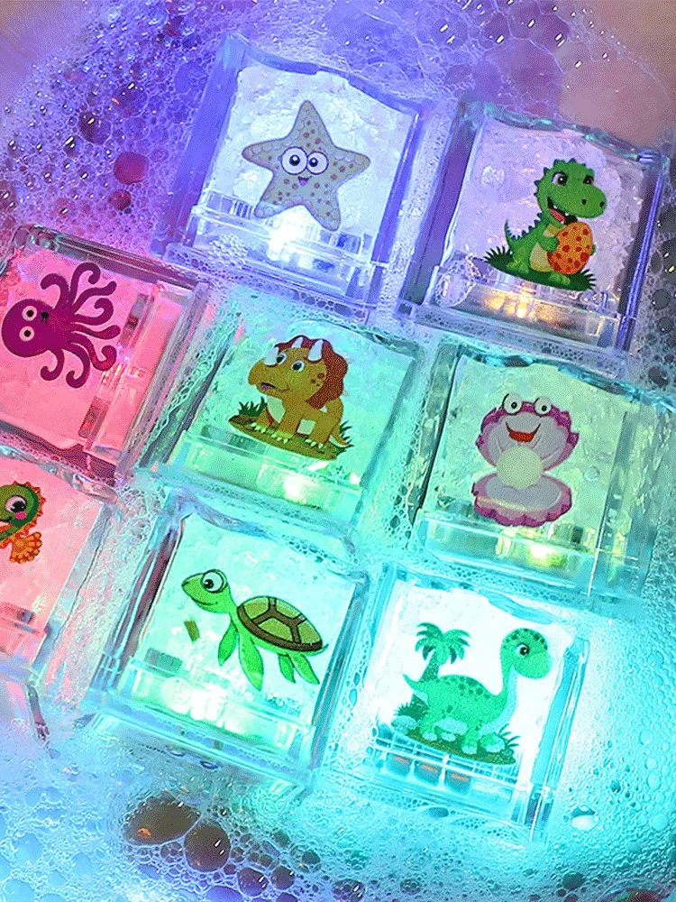1/3/5 pièces bébé bain baignoire LED éclairer jouets coloré étanche brillant jouets de bain activé par l'eau éclairer Cubes de bain
