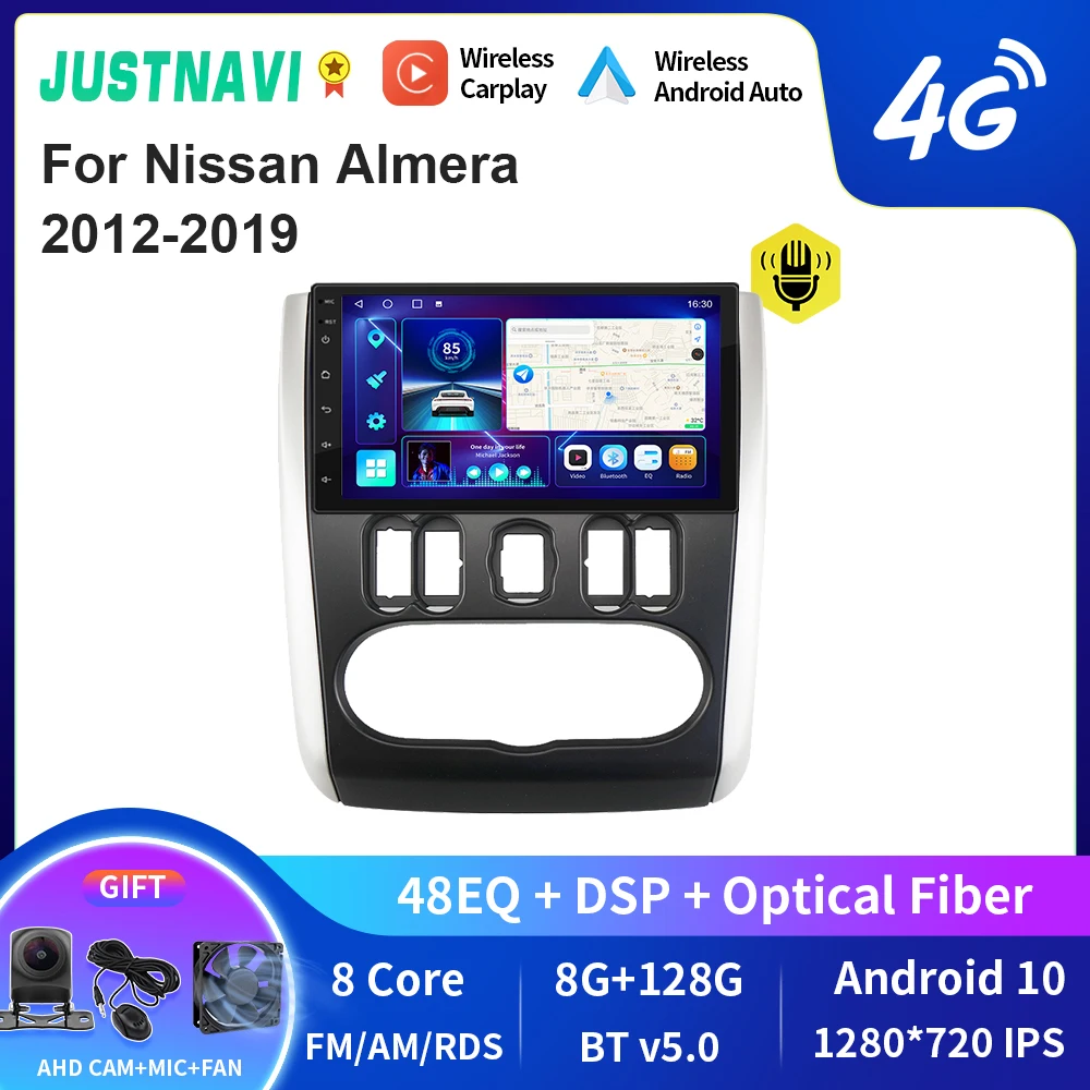 

JUSTNAVI QT10 беспроводной CarPlay Android авто радио для Nissan Almera 2012-2019 стерео автомобильный мультимедийный видеоплеер GPS DVD