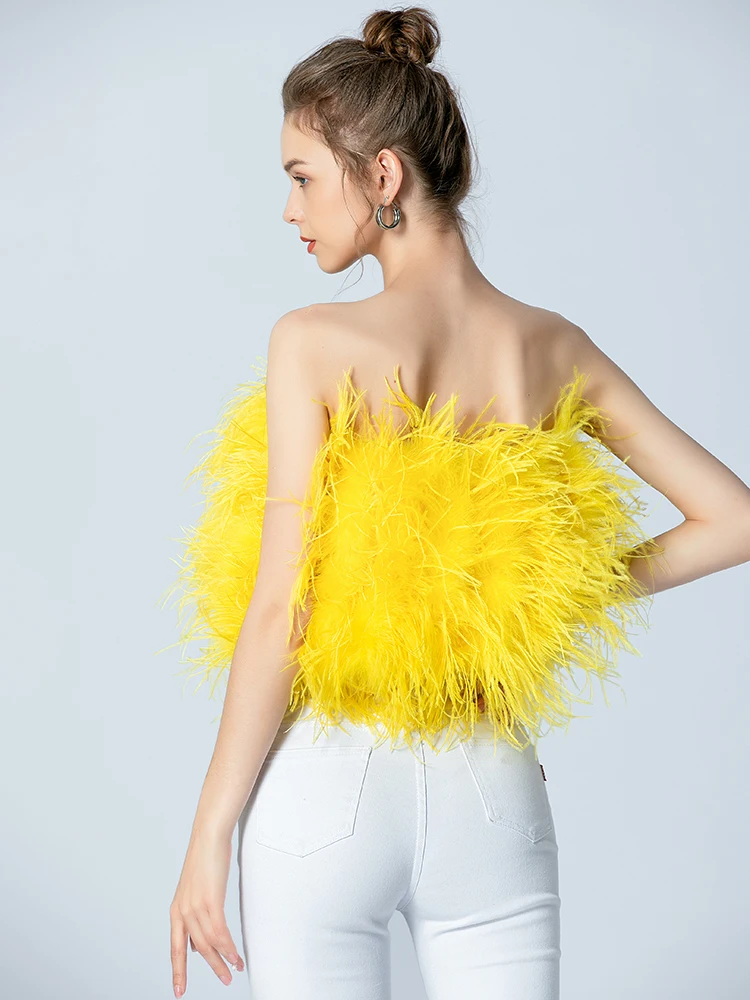 Spring Summer Woman 30cm Long Coat With 22 color Real Ostrich Feather Top Female 100% Natural Fur Fluffy Tops Bra Lady Sexy Wrap