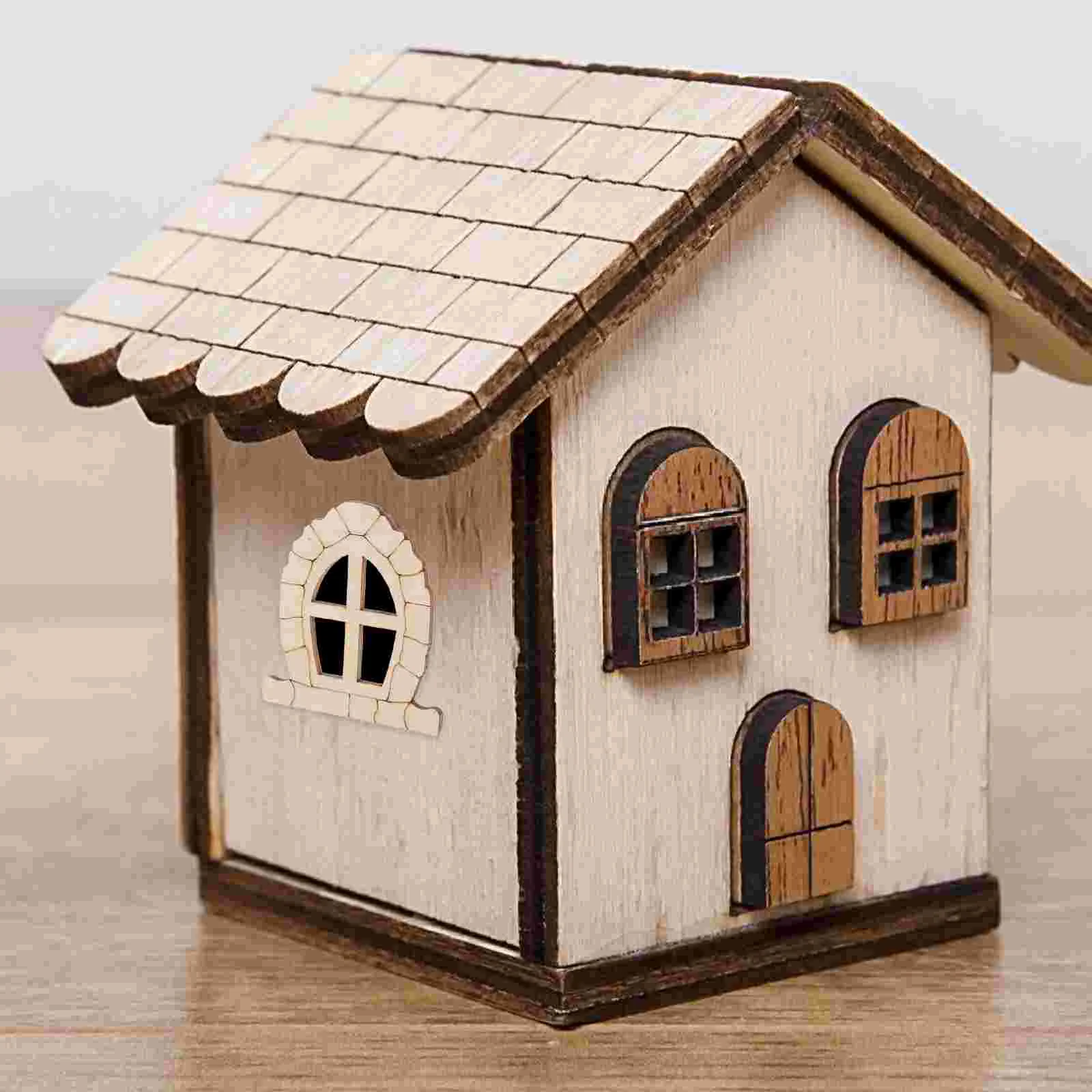 25 Pcs Mini Window Accessories Dollhouse Door Miniature DIY Wood Wooden Figurines Bulk Khaki