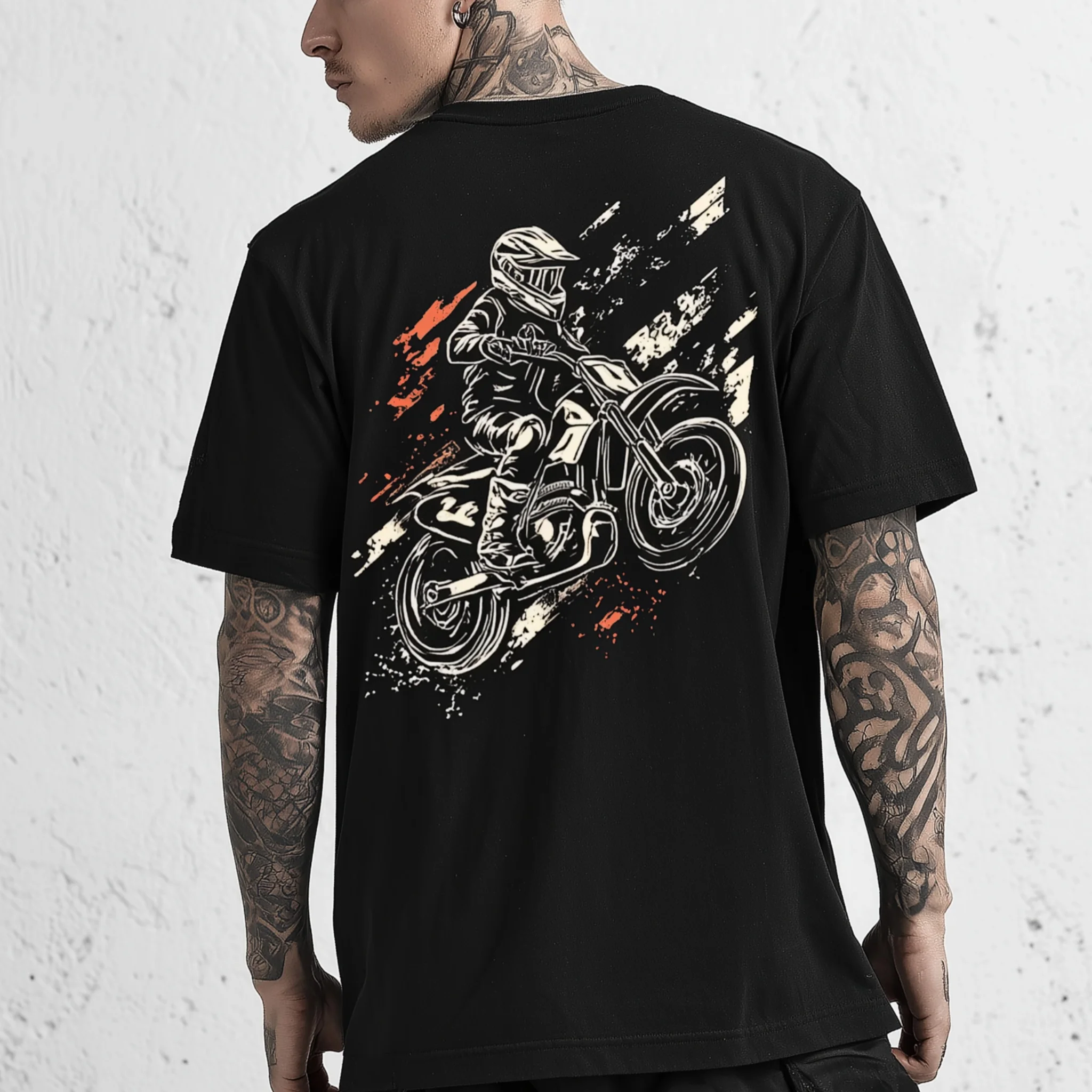 

Teevo Men's Graphic Tee - Motorcycle Rider Print - Casual Streetwear T-Shirt