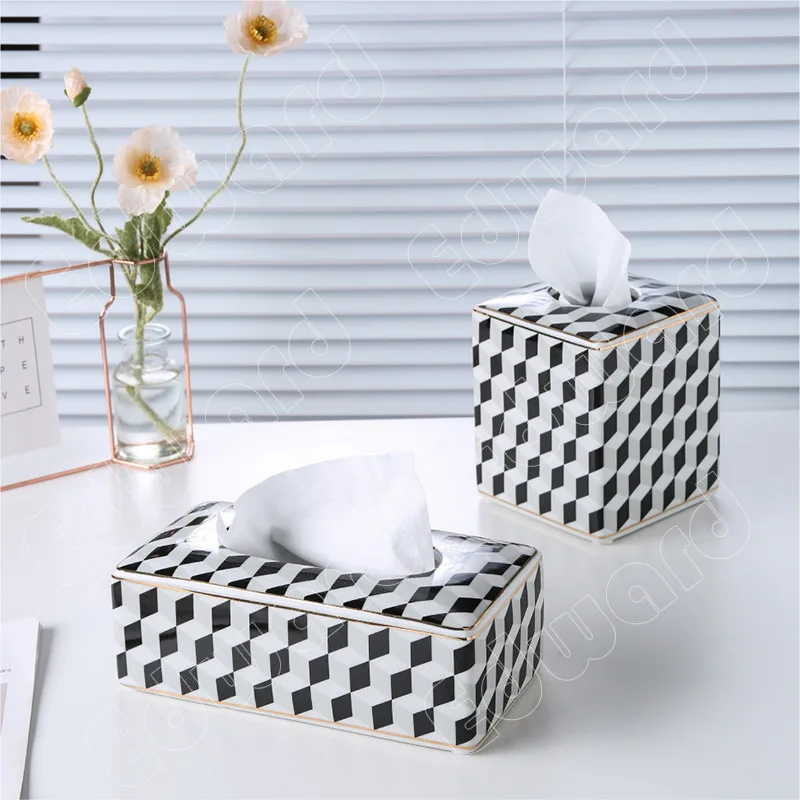 Imagem -04 - Caixa de Papel de Tecido de Cerâmica Caixa de Papel de Rolo Estilo Luxo Leve Guardanapo Decoração Sala de Estar Mesa de Chá Caixa de Desenho Nórdica