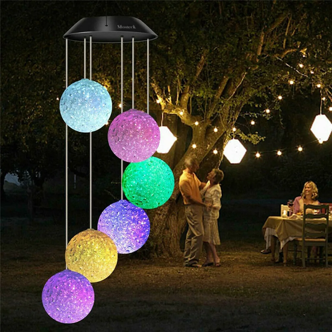 YANA50I Solar Ball Light LED Colour Changing Garden Yard Hanging Decoration Light Outdoor Powered Wind Chime Waterproof Lamps