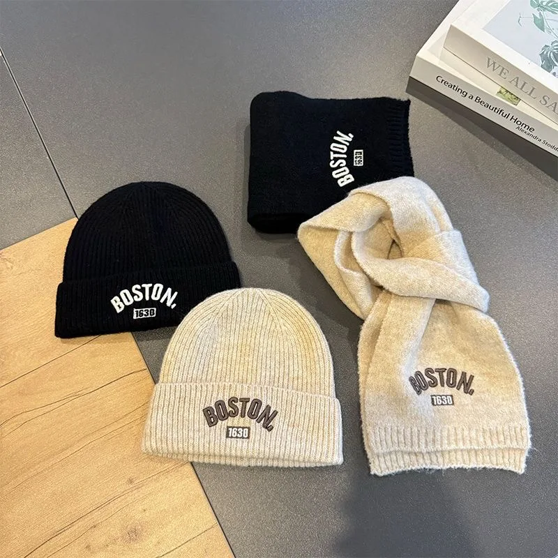 مجموعة قبعات وأوشحة للأطفال ، قبعة محبوكة ، حماية للأذن ، غاز أجنبي ، أطفال متوسطي وكبير ، نسخة كورية ، جديدة