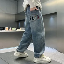Teenage Kids Pure Color Jeans Baby Boys Clothes Classic Bottoms Kids Denim Clothing Long Pants Boy Casual Trousers 4-12 Years