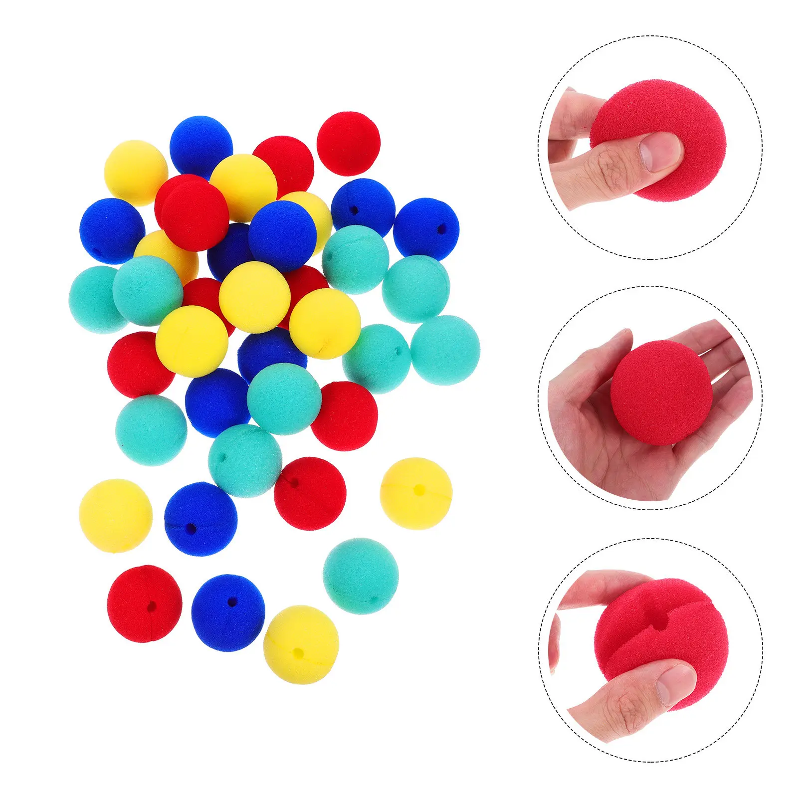 40 Piezas de Narices de Payaso de Espuma, Suaves y Cómodas, de Color Rojo Brillante, Redondas, para Disfraces, Fiestas, Circo, Carnaval, Halloween
