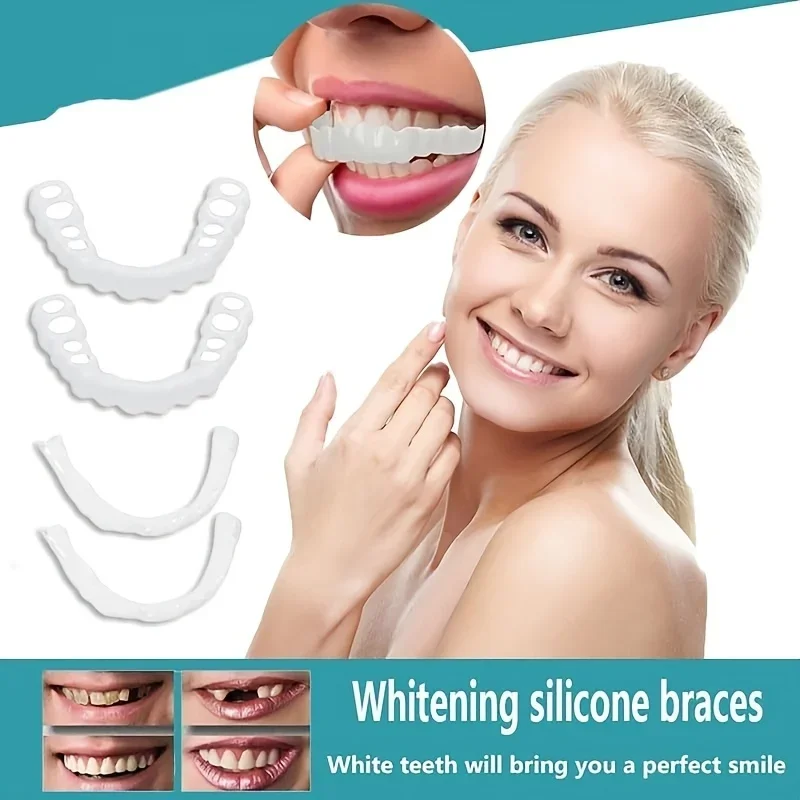 

Whitening Teeth Veneers Braces, Reusable Snap On Temporary False Teeth Cover, Natural bright smile design, perfect fit to cover