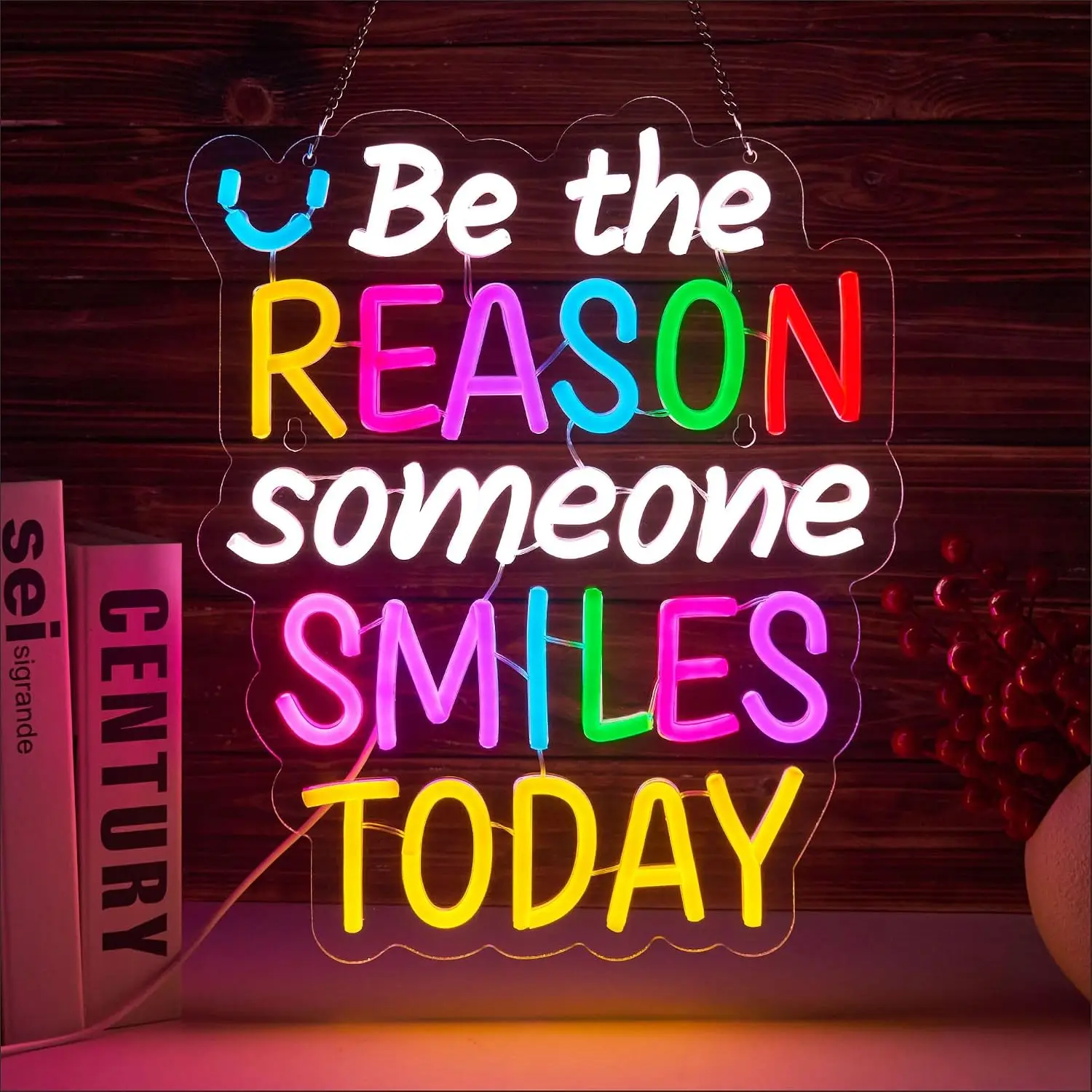 Be The Reason Someone Smiles Today LED Neon Sign USB Powered Neon Light,Gaming Room Bedroom Cafe Party Decoration Christmas Gift