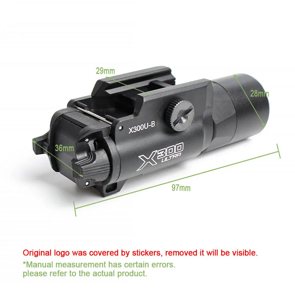 X300U-B Tactical X300UB Ultra LED White Pistol Wea-pon Light Hunting Flashlight Constant+Momentary Fit 20mm Picatinny Rail