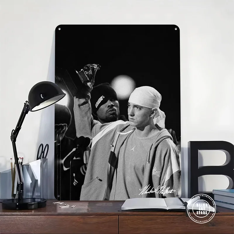 Eminem 3D Printed Texture Poster Personalized Wall Art Retro Metal Tin Signs for Wand Deko Decoration Room Ornaments Decorations