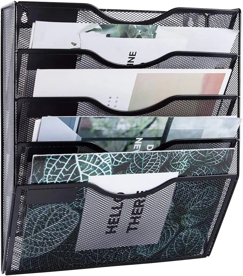3/5 Pockets Mesh Wall File Holder Organizer Office Hanging Magazine Rack for office school home supplies