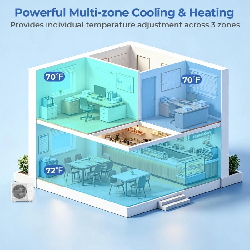 X-Pro 35000 Btu 3 Zone 22.5 Seer2 Ceiling Cassette Mini Split Ac-9K + 9K + 9K