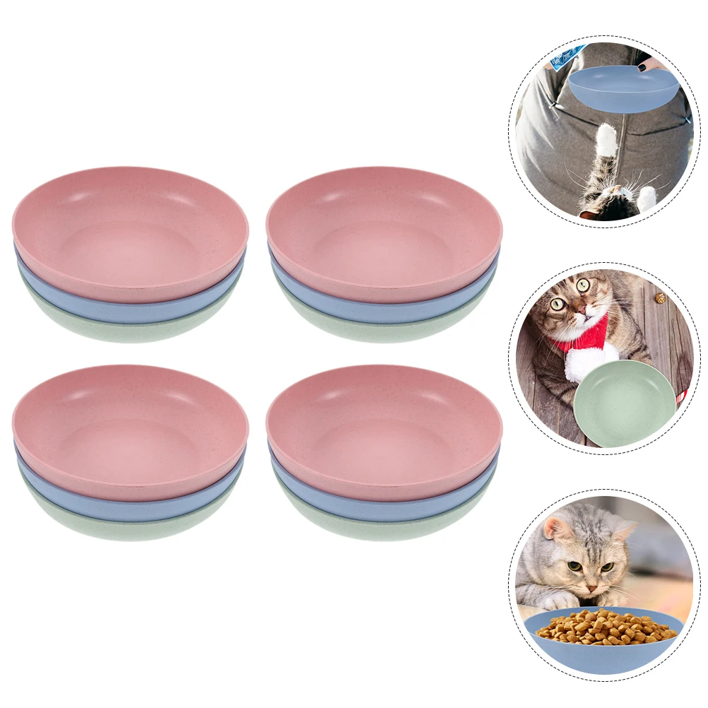 

12 Pcs Cat Food Bowl Shallow Wide Design for Small Cats Short Leg Breeds Non Slip Base Easy Cleaning Green Set