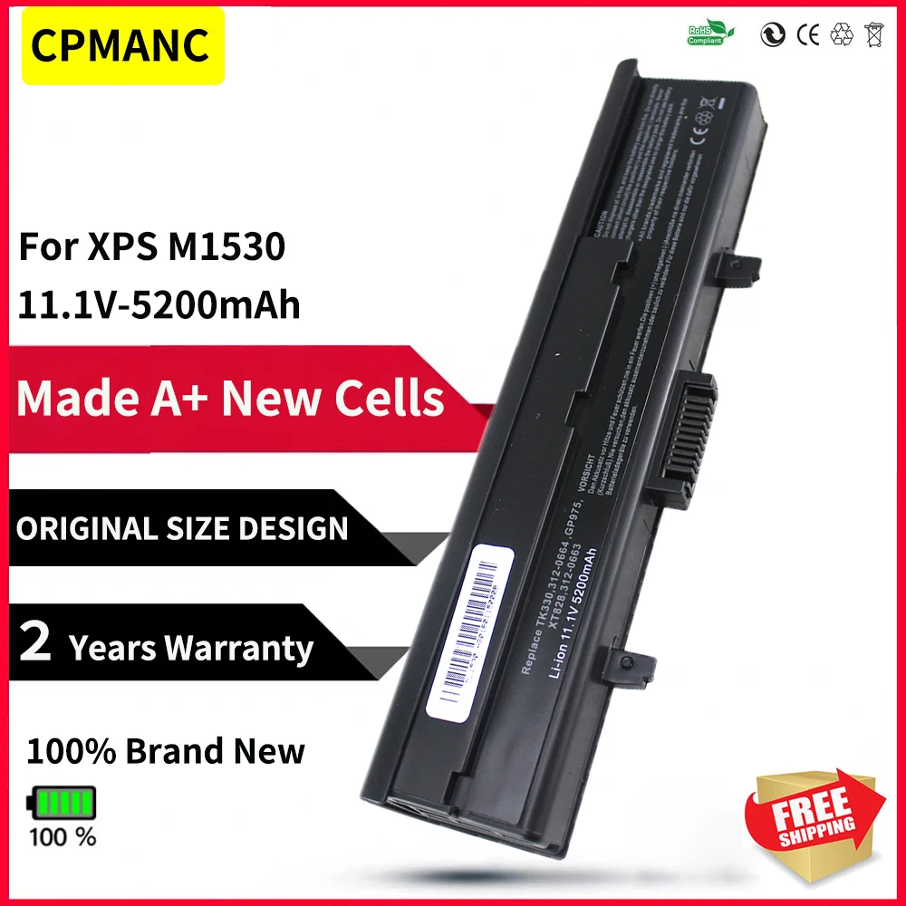 

CPMANC 11.1V 5200mAh TK330 GP975 Laptop Battery For Dell XPS M1500 XPS M1530 RN897 RU006 RU028 RU030 RU033 XT832 XT828 0RU028