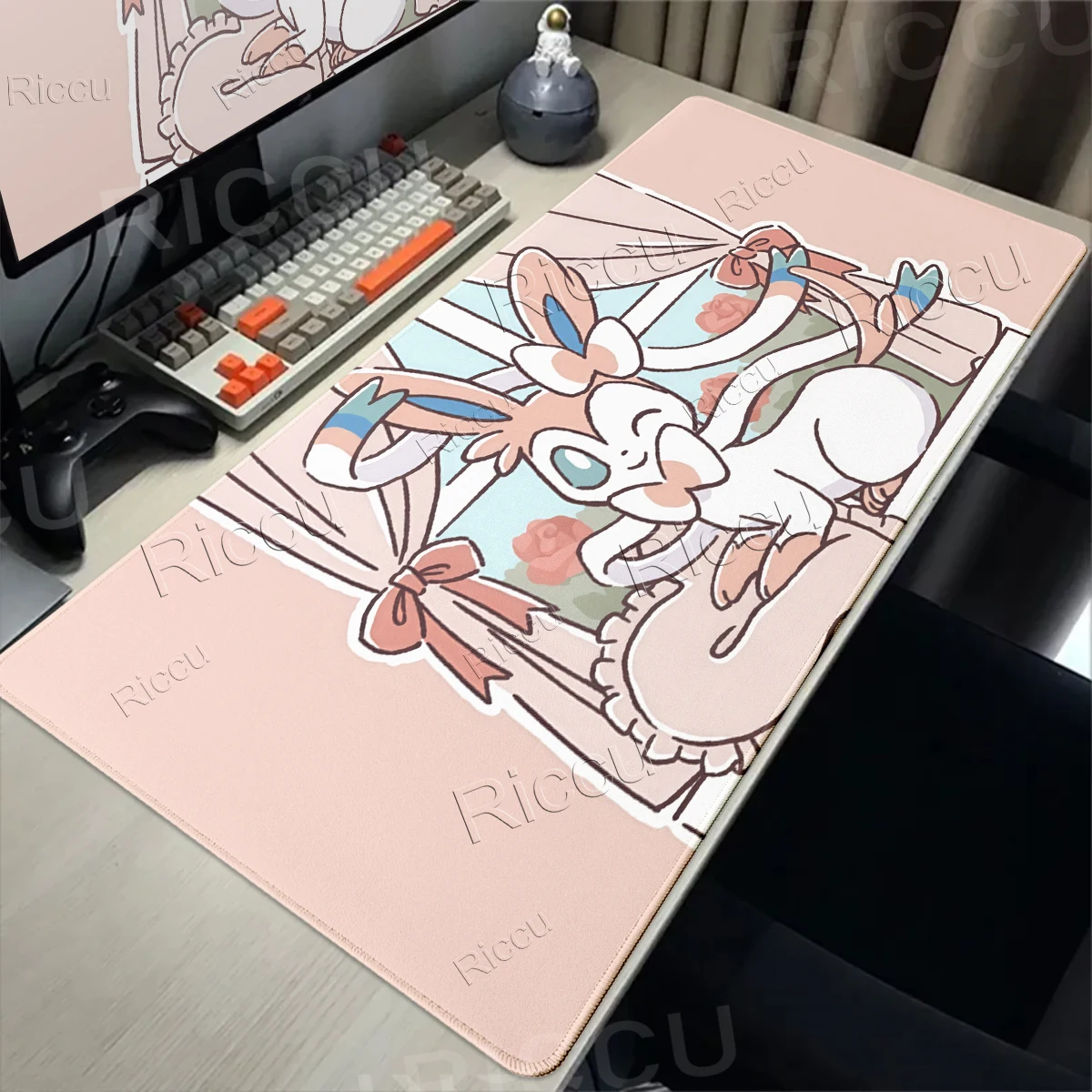 Mauspad, erweiterte Schreibtischunterlage, Pokemones Anime-Spielmatte, Eevee Gaming, rutschfester Tischbezug, Computer, Büro, Schreibtischzubehör, Gamer-Teppich