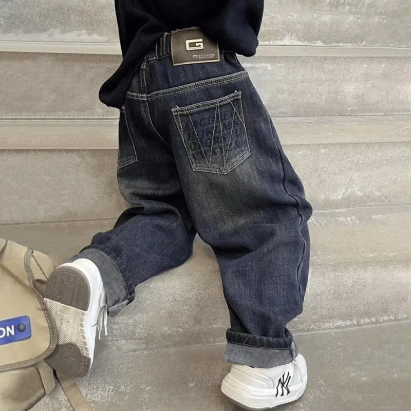 

2025 New Boys' Spring Autumn Stylish Casual Jeans for Big Kids - Comfortable High Quality Kids' Long Pants Trendy Denim