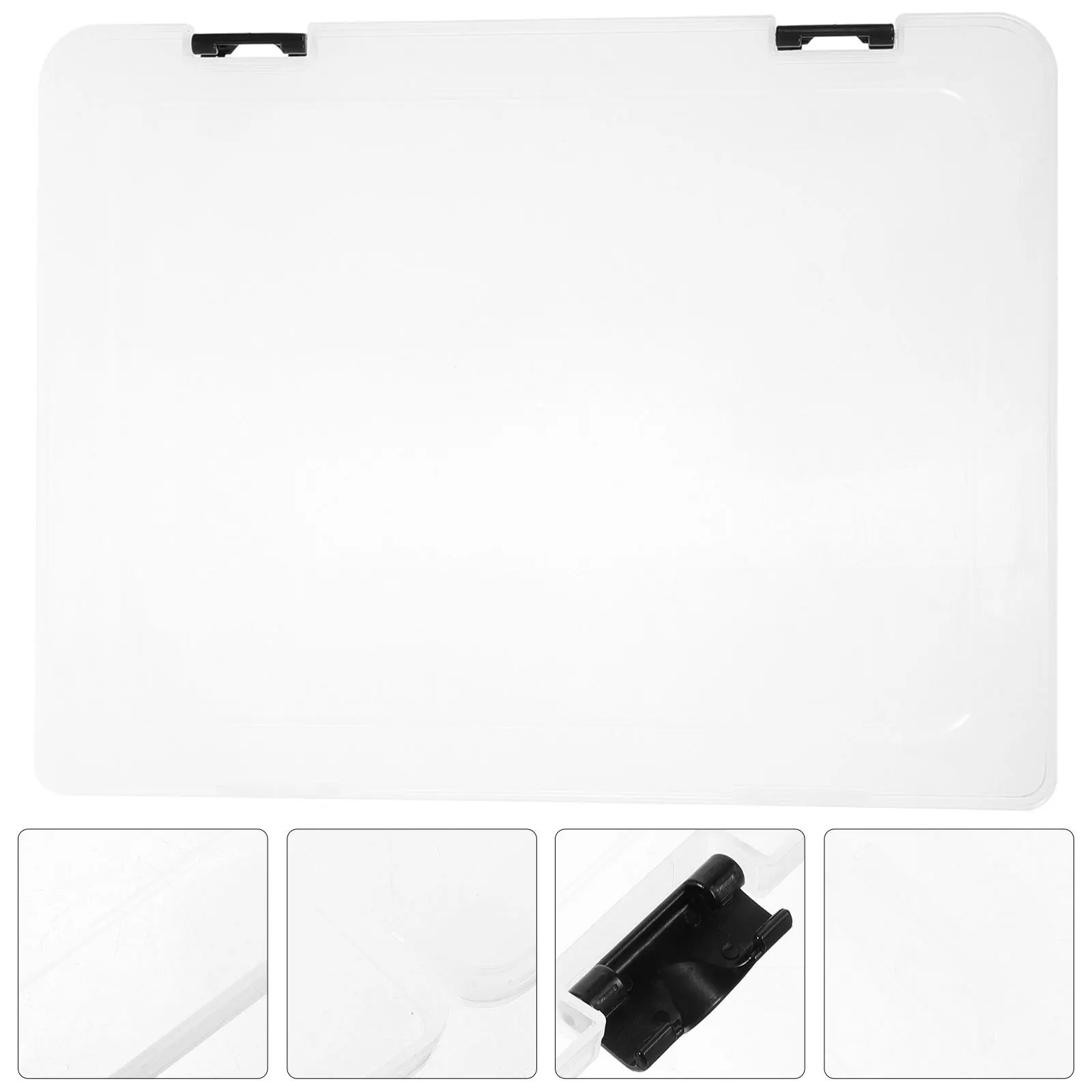 

Clear File Folder Storage Box Plastic Document Organizer For A4 Papers Files Money Certificates Stackable Snap-Tight