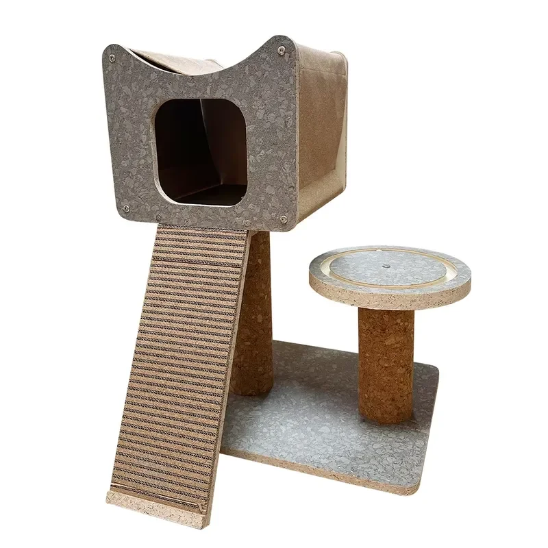 Natural Cork Cat Climbing Tree Modern Classic Design Durable Scratching Post Eco Friendly Indoor Pet Activity Center