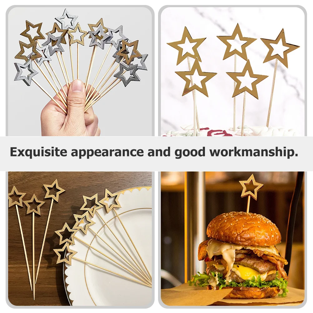 100 قطعة من أعواد طعام عيد الميلاد خمسة أعواد كوكتيل من الخيزران للمقبلات والحلويات والفواكه ومستلزمات الحفلات وعصي الوجبات الخفيفة #5