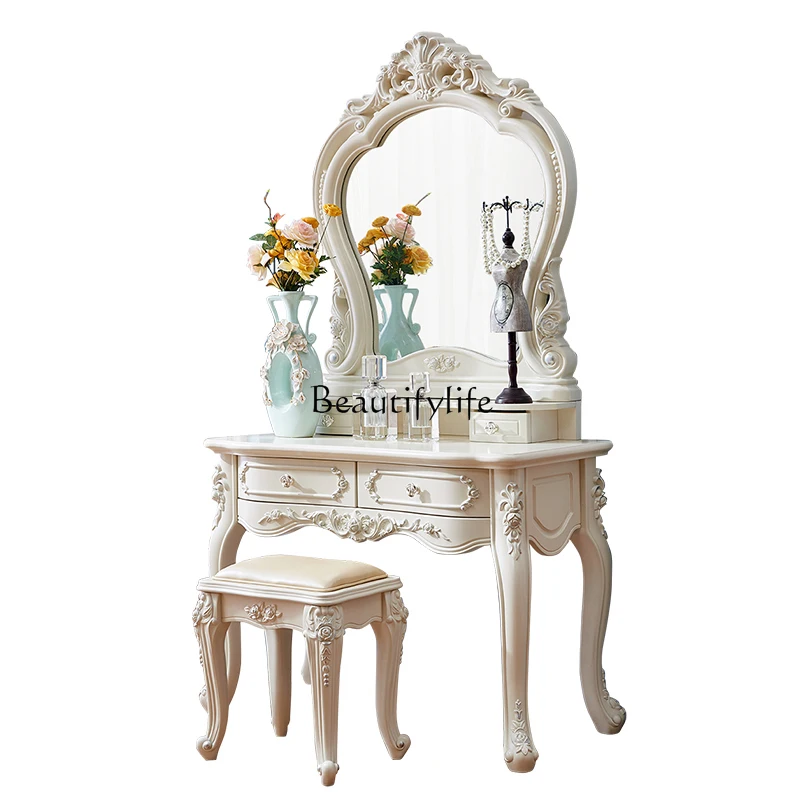 

European dressing table French ivory white makeup table simple pastoral dressing table