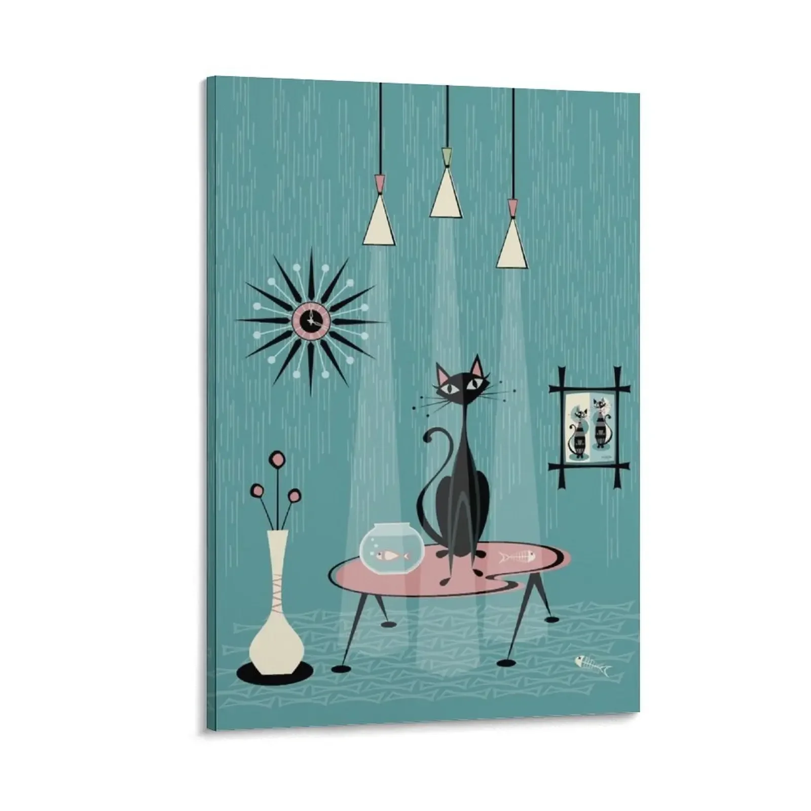 

Mid Century Mischief / Cat Red-Handed I B Canvas Painting Decoration Wall posters Decorative painting for bedroom