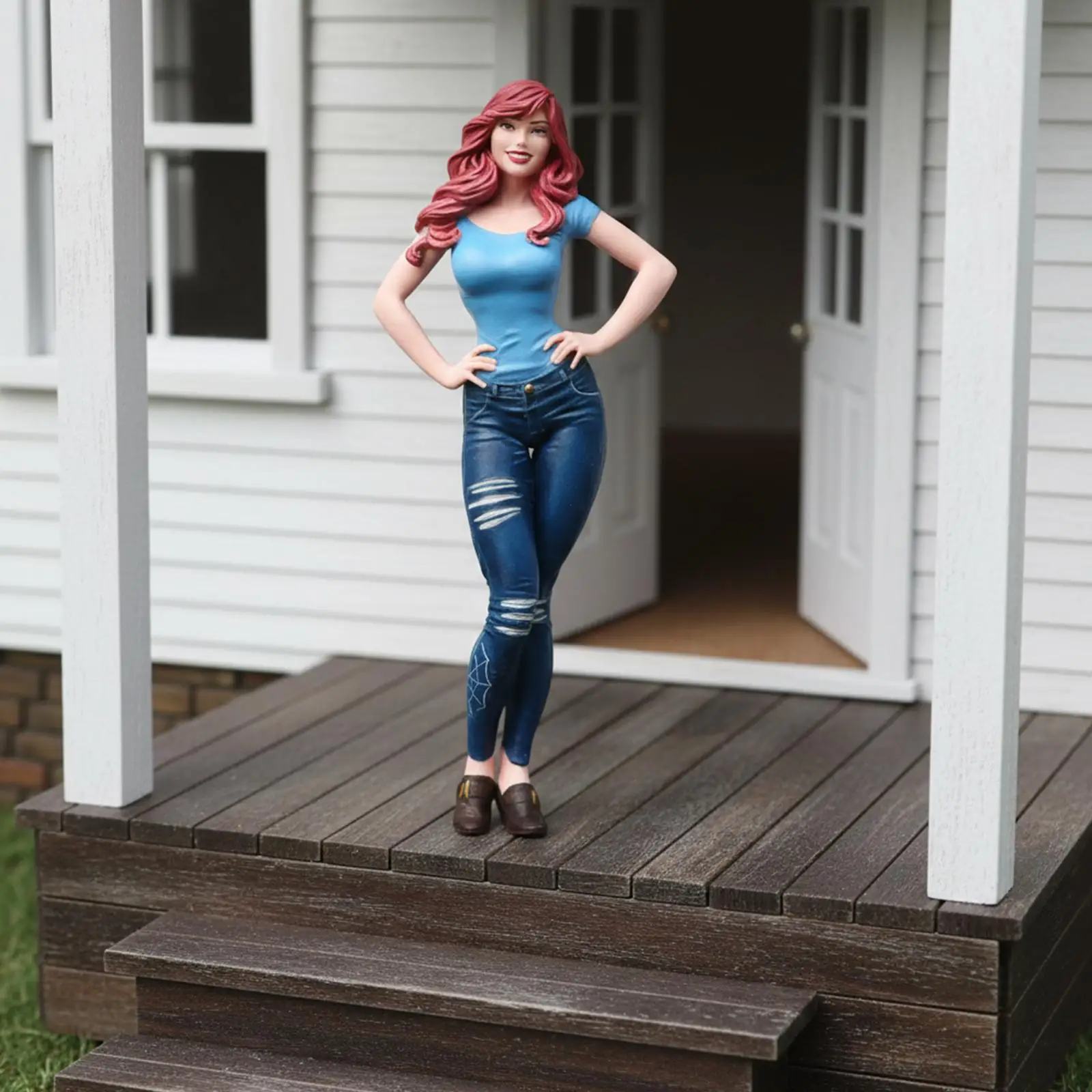 

Масштабная фигурка женщины, раскрашенная вручную, стильная коллекционная модель для микросцен, женский персонаж для фотосессий, декор для кукольного домика