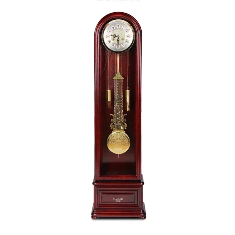 Retro Simple European Mechanical Clock Solid Wood Hand Carved Modern Chinese Living Room Clock