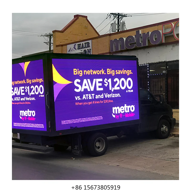 

Наружный светодиодный дисплей для грузовиков 960*960 мм P4, водонепроницаемый, для рекламы на грузовиках