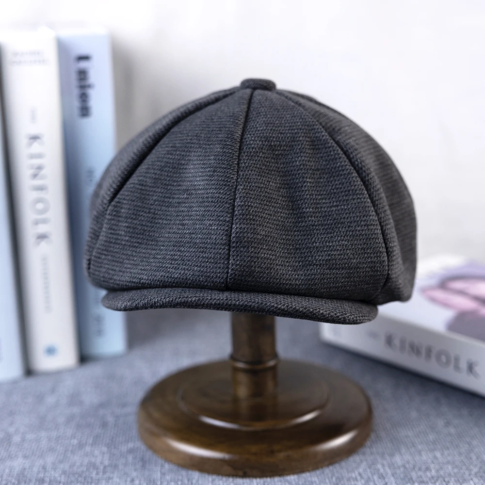 New Vintage Męska Wełniana Czapka Newsboy Ciemnoszara Kobiety Mężczyźni Berety Klasyczne Wełniane Ośmiokątne Czapki Casual Gatsby Flat Hat B-2