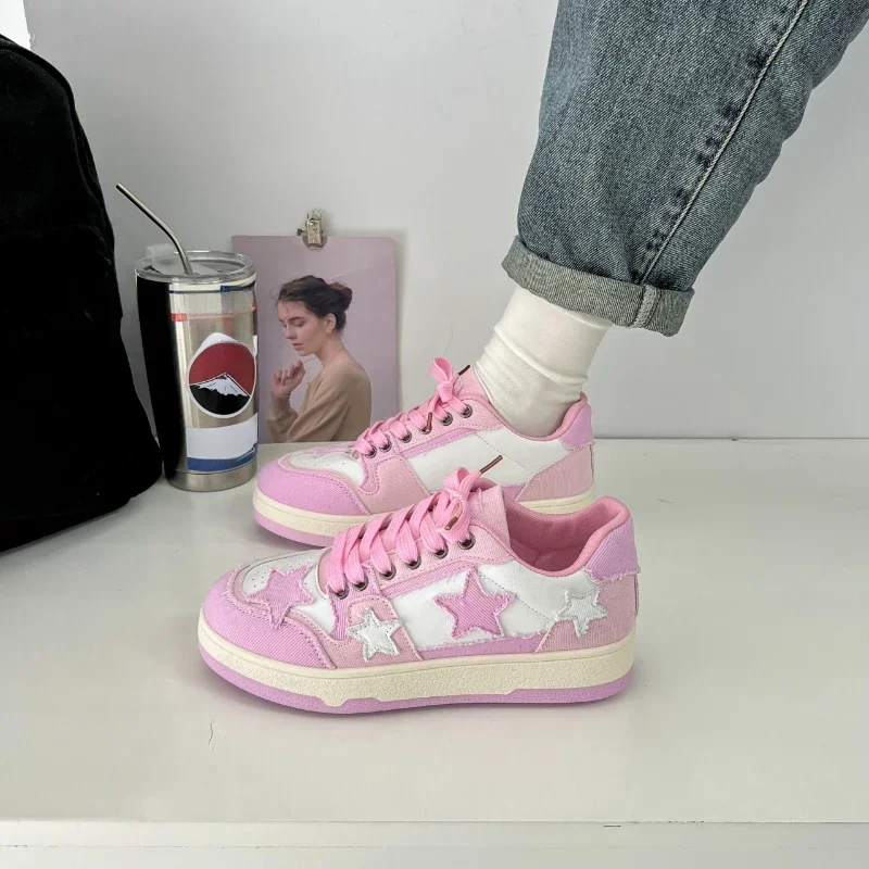 2024 Spring and Autumn Fashion New Comfortable Breathable Platform Lace-up Round Toe Sports Shoes Zapatos Mujer