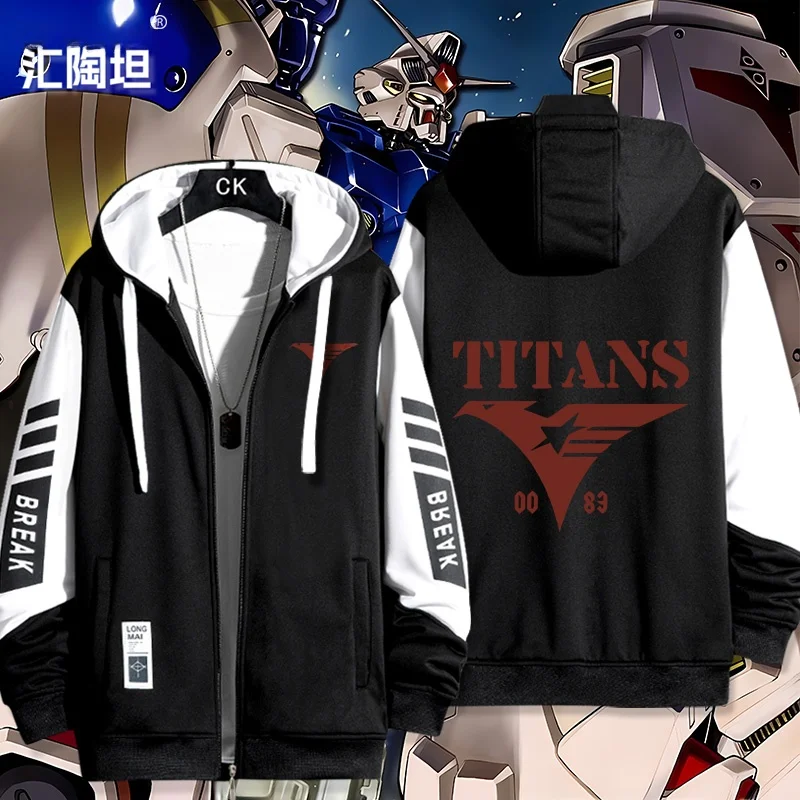 コラボレーション-ガンダムタイタンズ-uc0087-アニメ周辺-ユニセックス-パーカー-ジャケット-ルーズフィット-防風-長袖-ジッパーデザイン