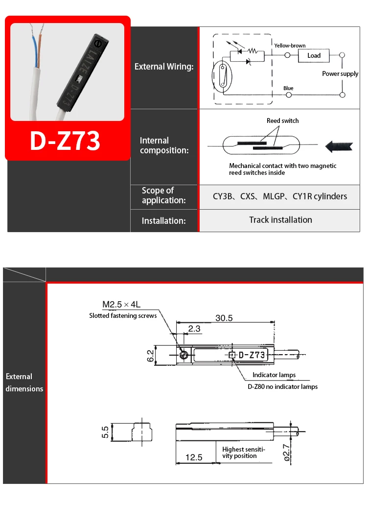 Laize magnet sensor magnetisch gesteuerter schalter für zylinder CS1-F, u, j, s, g; DS1-M; D-B, D-Z – Detail 14