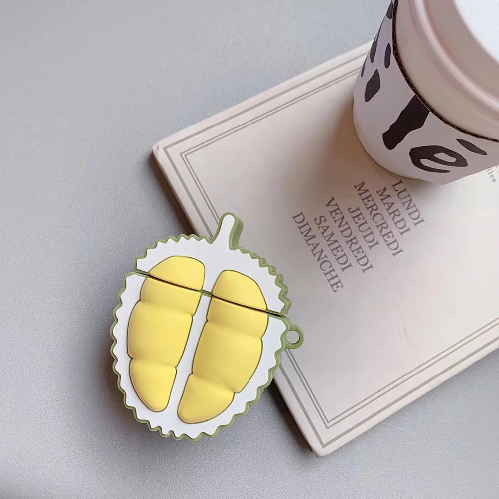 

Cute Durian Shaped Headphone Silicone Cover Soft Shockproof Case for Protect Bumps Scratches Fits Well Long Term Use