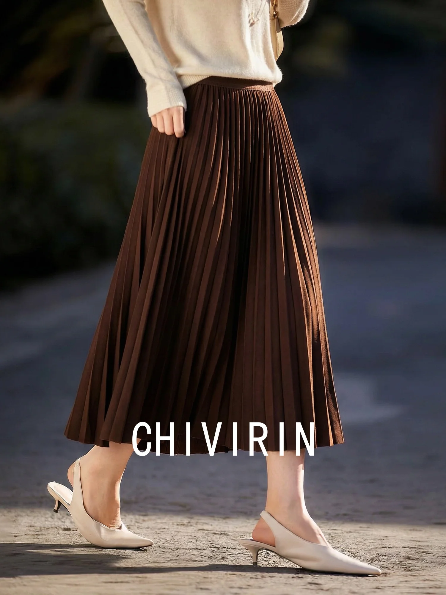 

Женская плиссированная юбка миди Ele Bla с высокой талией, А-силуэт, для осени и зимы, стройнящая, для повседневной носки и офиса