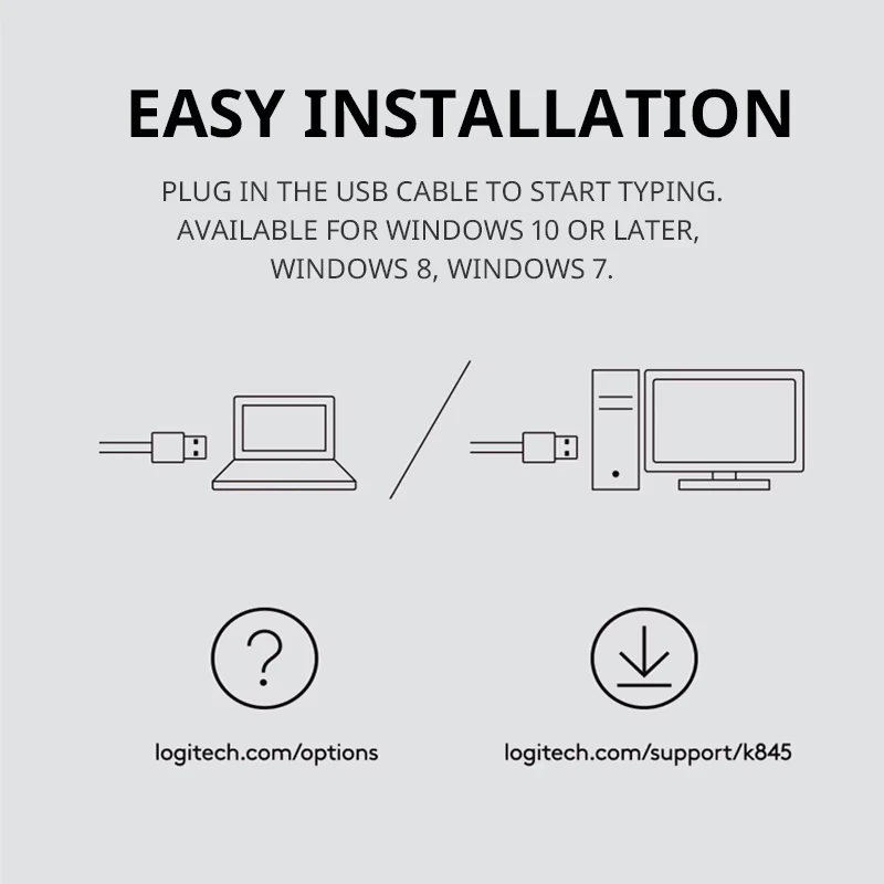 لوحة مفاتيح سلكية لوجيتك K845 TTC - مفاتيح مطاطية زرقاء وحمراء للاستخدام المكتبي، مصممة للألعاب والترفيهية #5