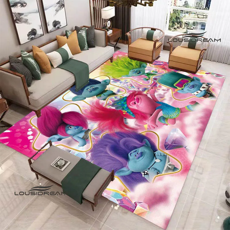 Cartoon Trolls printed carpet yoga mat Non-slip carpet kitchen mat room decor carpets for living room area rug birthday gift