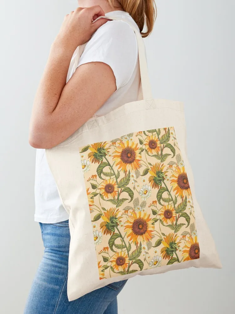 Bolso de mano con diseño retro dorado vintage de los años 70, flores amarillas y naranjas, bolso de compras portátil, bolsos de mano para hombre, bolso ecológico