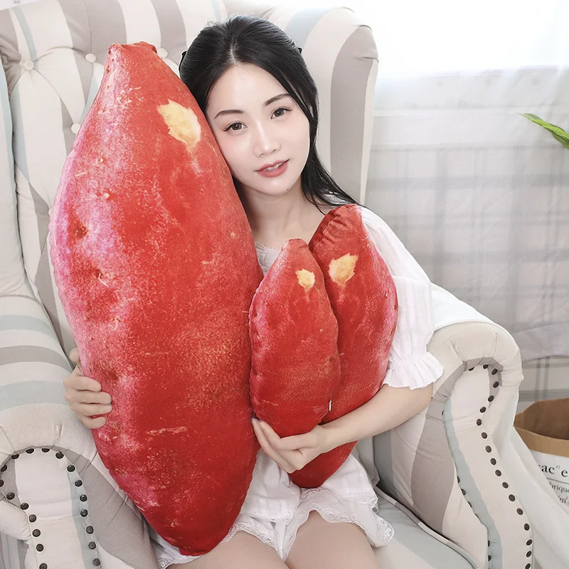 

35/55/80cm Sweet Potato Plush Pillow Stuffed Printing Images Food Plushie Peluche Party Prop Decor Sleeping Companion Man Gift