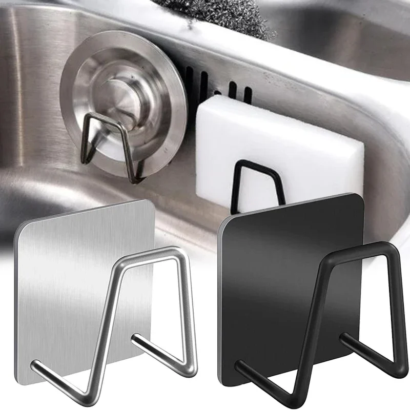

Kitchen Stainless Steel Sink Shelf Sponges Holders Adhesive Drain Drying Rack Wall Hooks Accessories Storage Organizer Tools