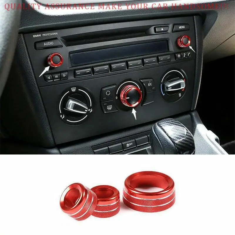 

Car Center Console Volume Air Conditioning Knobs Audio Control Button Knob Ring Cover For BMW E84 X1 2013 2014 2015 Aluminum