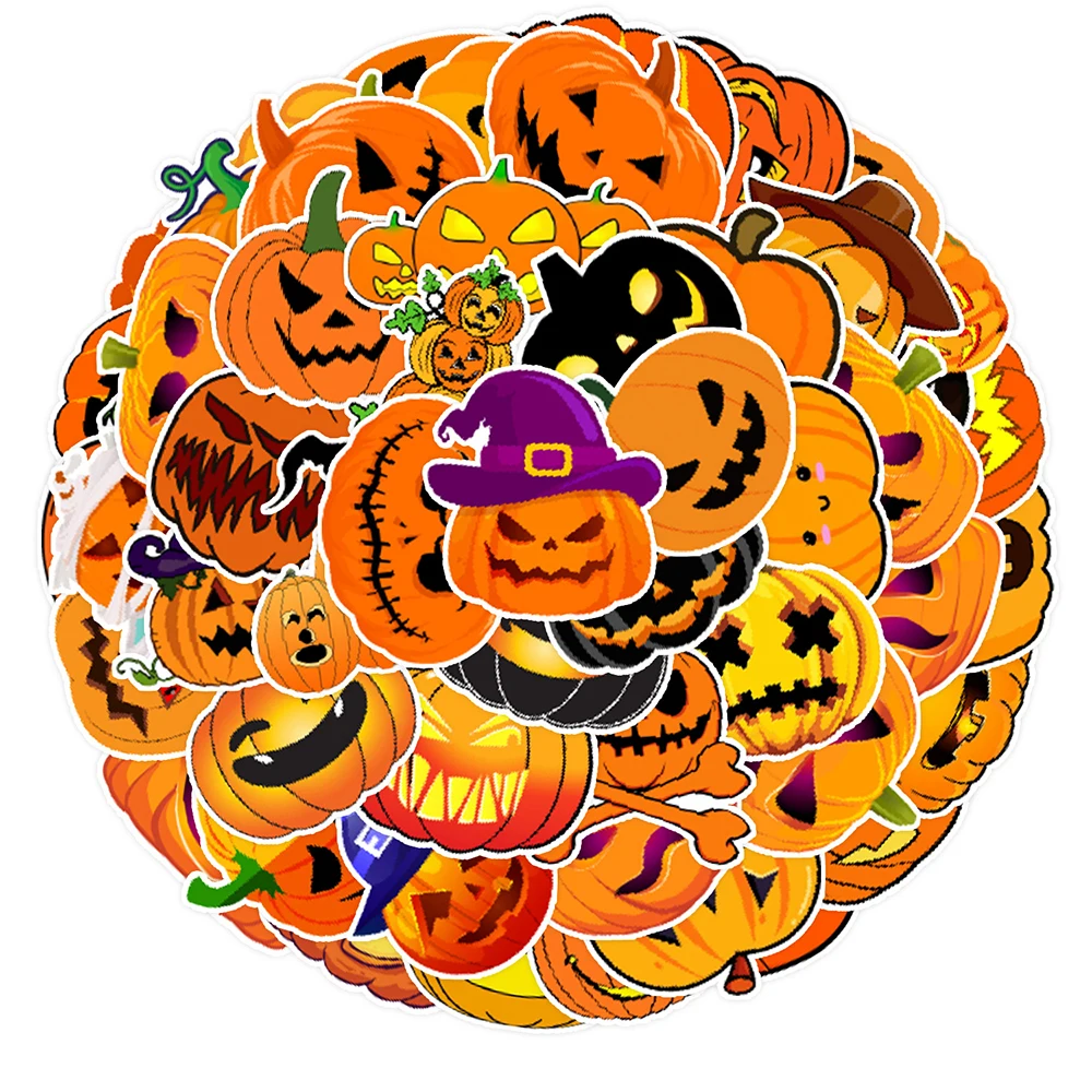 

10/30/50PCS Cute Halloween Pumpkin Cartoon Stickers for Kids Decals DIY Phone Suitcase Laptop Notebook Wall Sticker Decal Toy