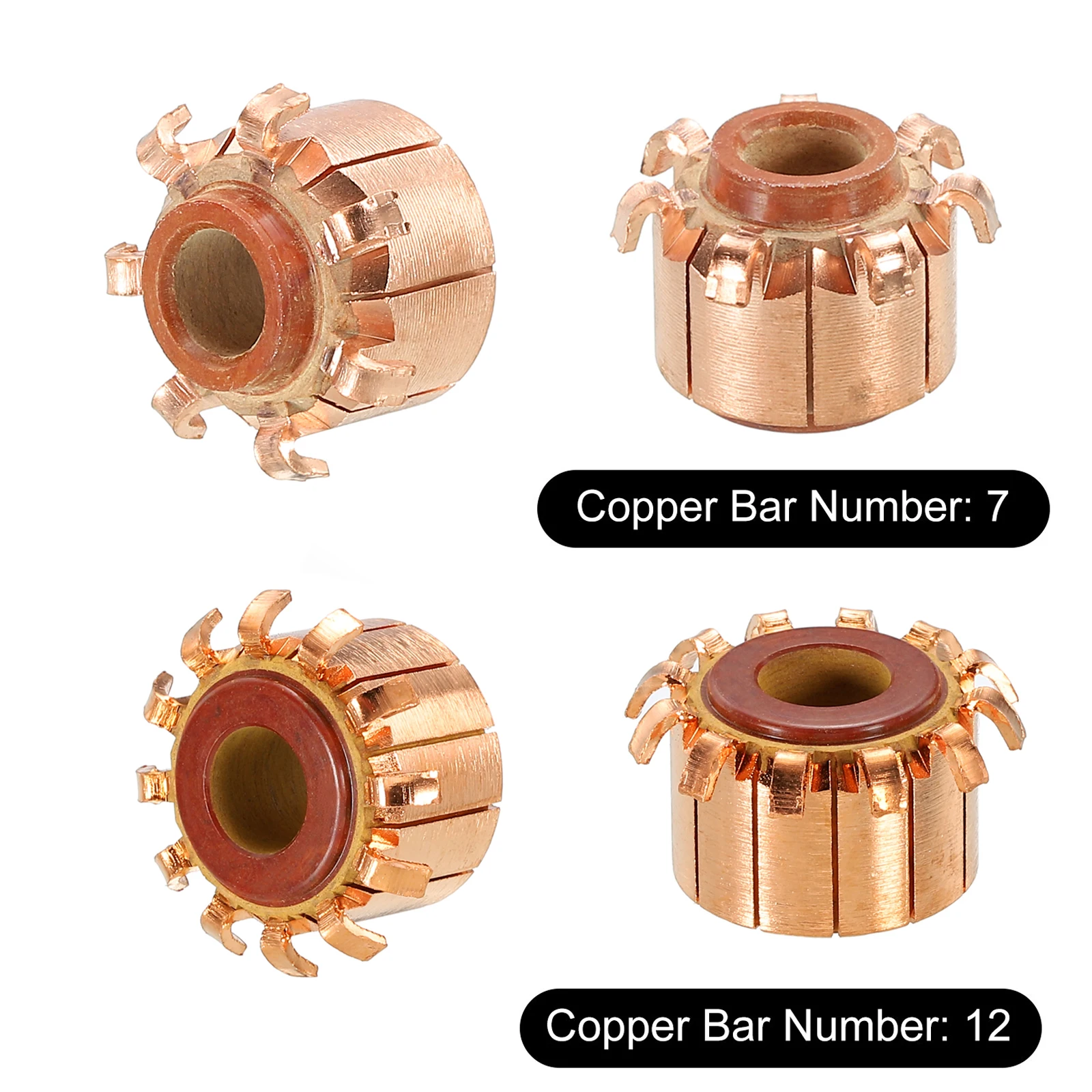 6x15x13mm 7P / 8x18.8x13.5mm 12P Teeth Copper Hook Type Electrical Motor Commutator for Motor Spare Parts