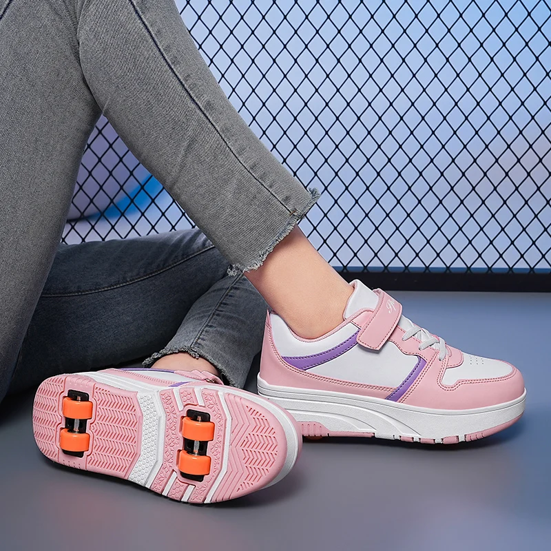 

Girls' 8-Wheel Roller Sneakers: Kids' Invisible Skates, Boys' 4-Wheel Wheeled Shoes for Students