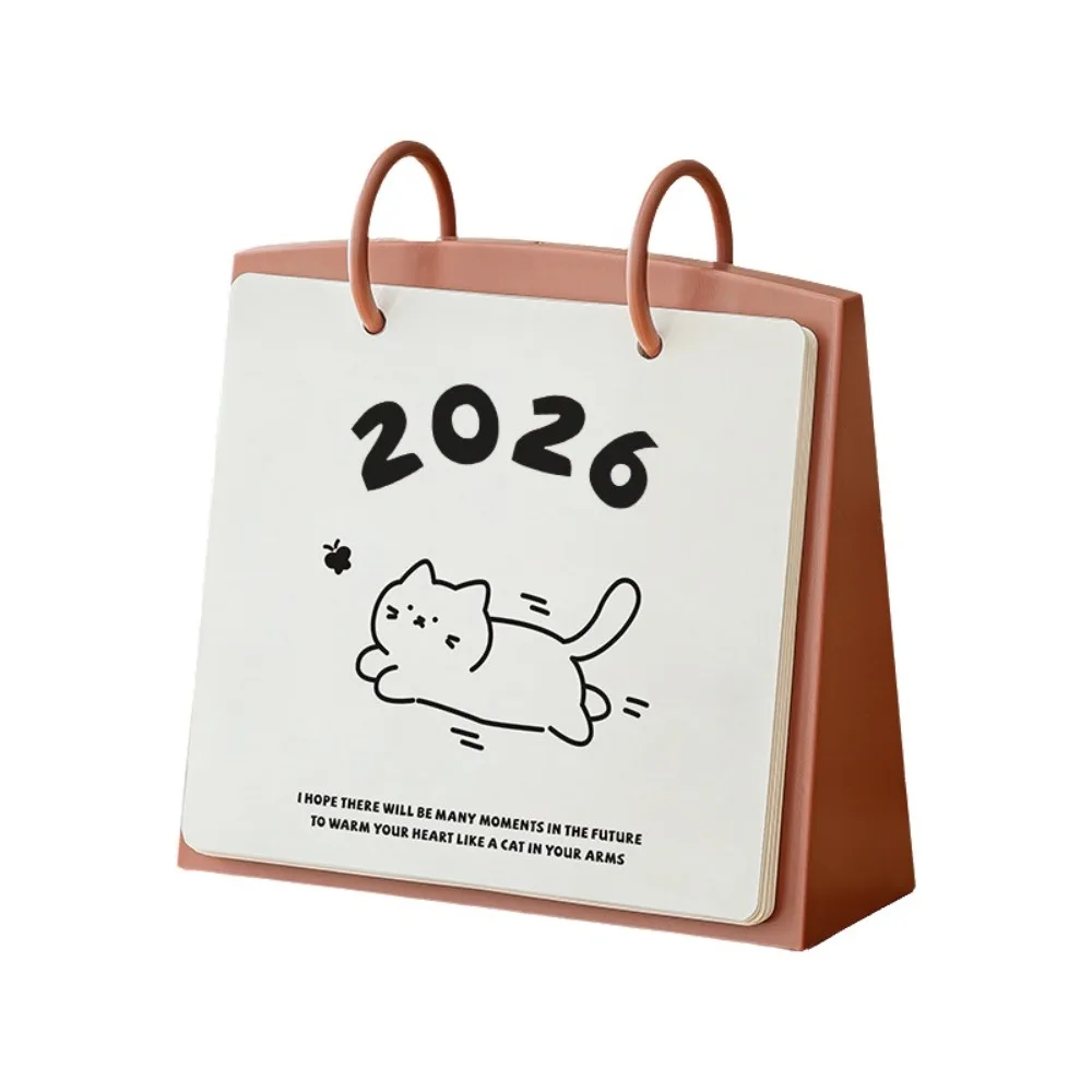 

Креативный пластиковый настольный календарь на 2026 с рисунком кота, ежедневник, портативный стабильный базовый настольный планировщик для офиса