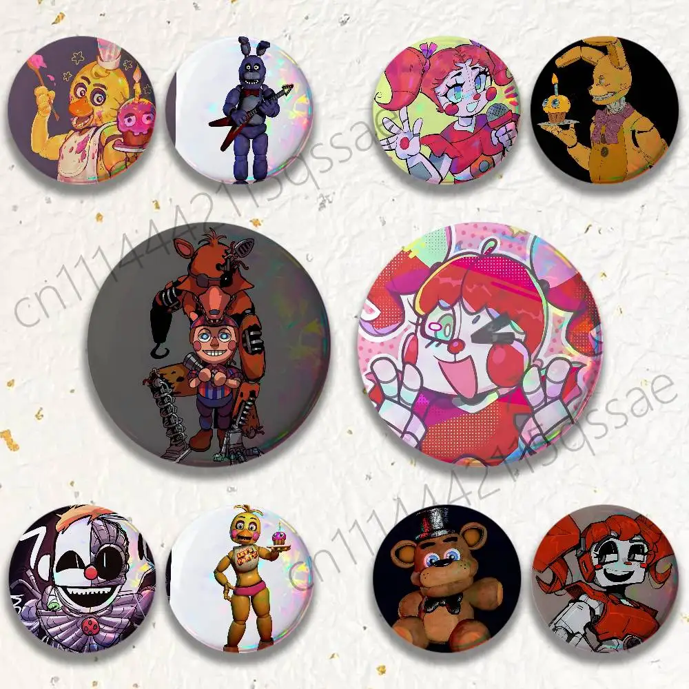 Circus Baby Freddy FNAF 25mm 75mm 44mm 58mm 32m Brooches Badges Pins for Accessories