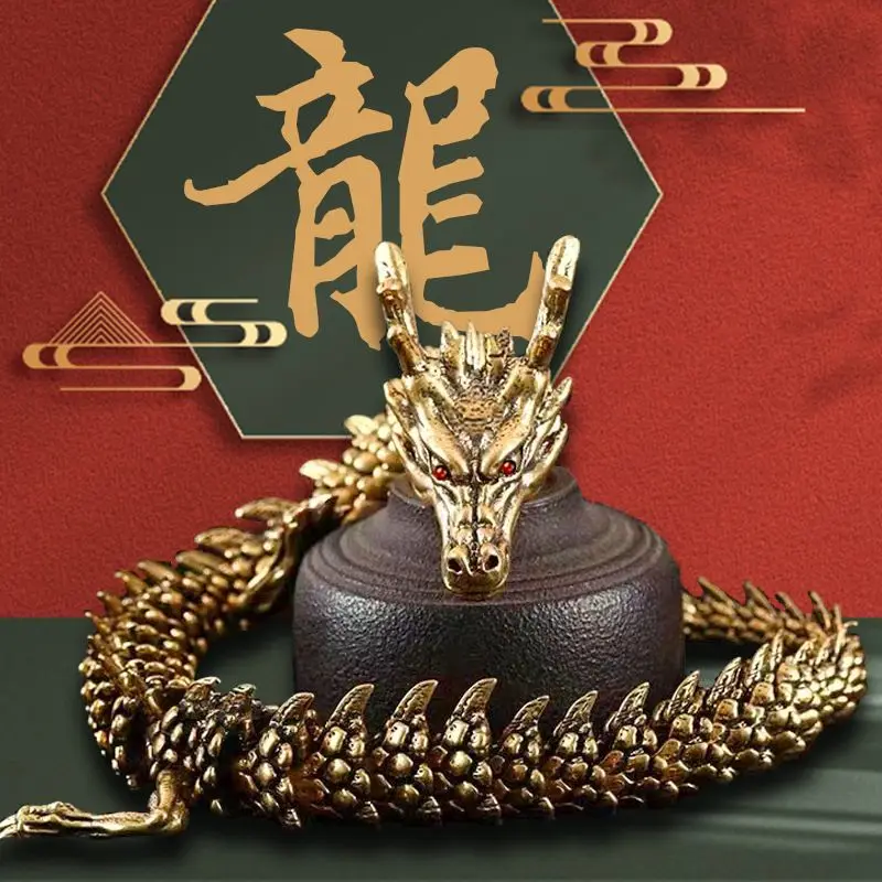 Chinese Movable-joint Alloy Dragon Figurine Home Room Festival Theme Party Office Unique 3D Desk Ornaments Birthday Gifts Crafts