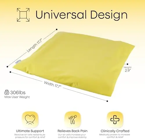 Air Cushion (Luminous Yellow) - Pressure Relief Seat Cushion for Sciatica, Tailbone & Back Pain | Orthopedic Inflatable