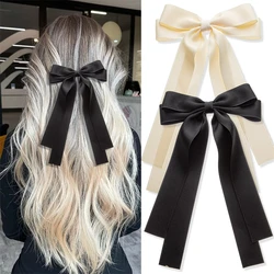 2 women's black and white simple bow streamer hairpin all girls hair accessories back hair clip