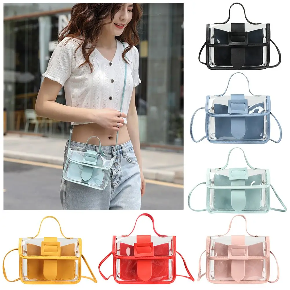 Small Women\'s Small Bag Transparent Jelly Candy Color Square Messager Bag Fashion Clutches PVC Shoulder Bag Crossbody Handbag