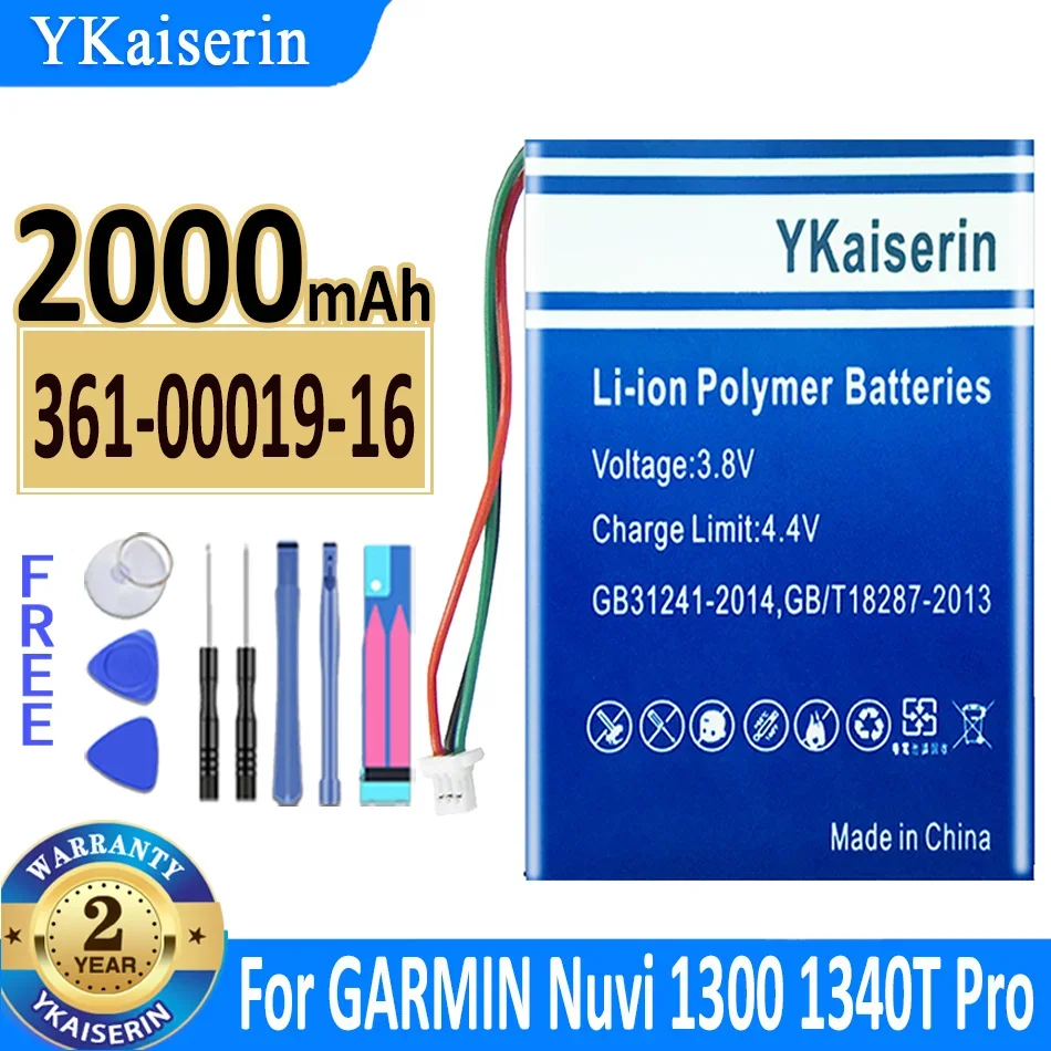 2000mAh 361-00019-16  Replacement Battery For GARMIN Nuvi 1300 1340T Pro 1350 1350T 1370 1370T 1375T 1390 1390T 1490 GPS